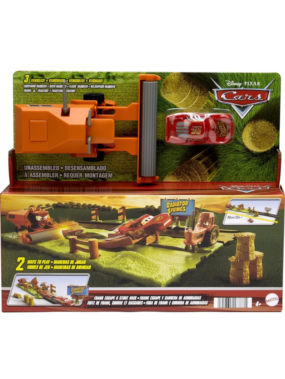 New Disney Pixar Cars Frank Escape and Stunt Race Set Lightning McQueen Tractor